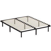 Rete Fissa Letto Matrimoniale 190x160x31 cm a 28 Doghe con Spazio Sottostante in Legno e Acciaio Nero e Legno