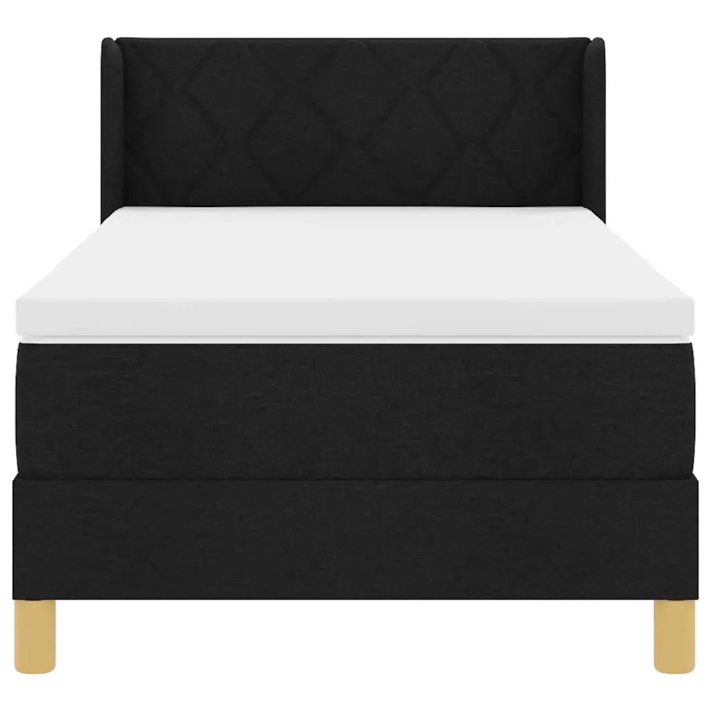 Letto a molle con materasso Nero 190 x 90 cm Poliestere