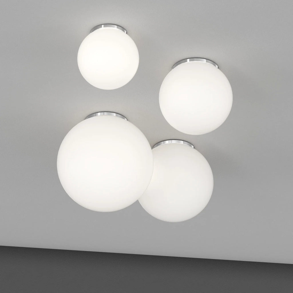 Plafoniera Contemporanea Mars Metallo Cromo Vetro Bianco 1 Luce E27 D30Cm