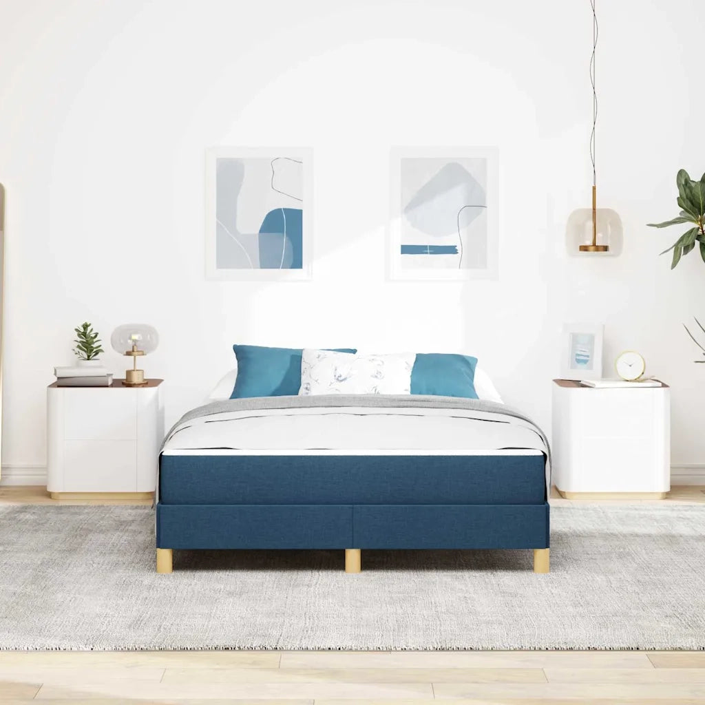 Letto a molle con materasso Blu 160 x 200 cm Tessuto