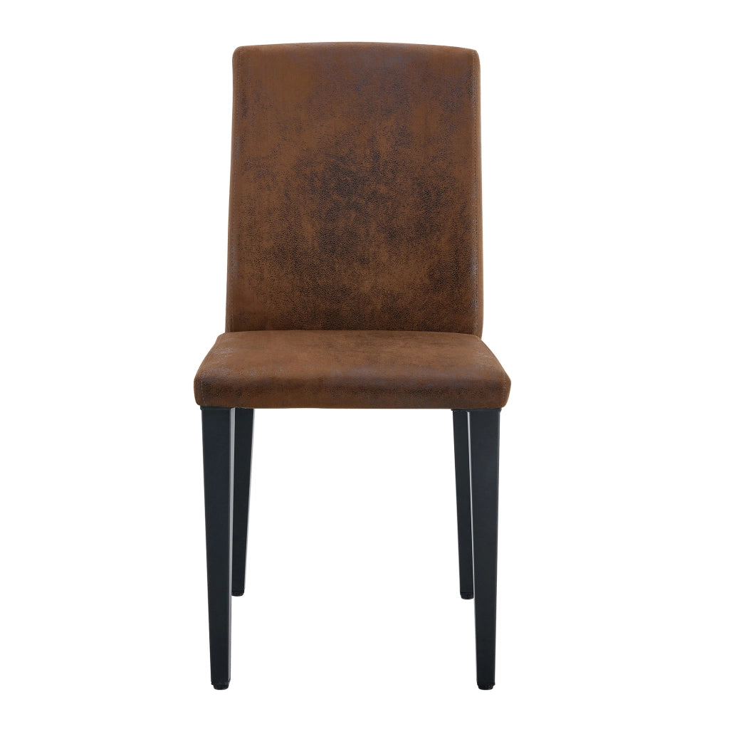 Set di 4 sedie da pranzo moderne in tessuto marrone e gambe in metallo nero