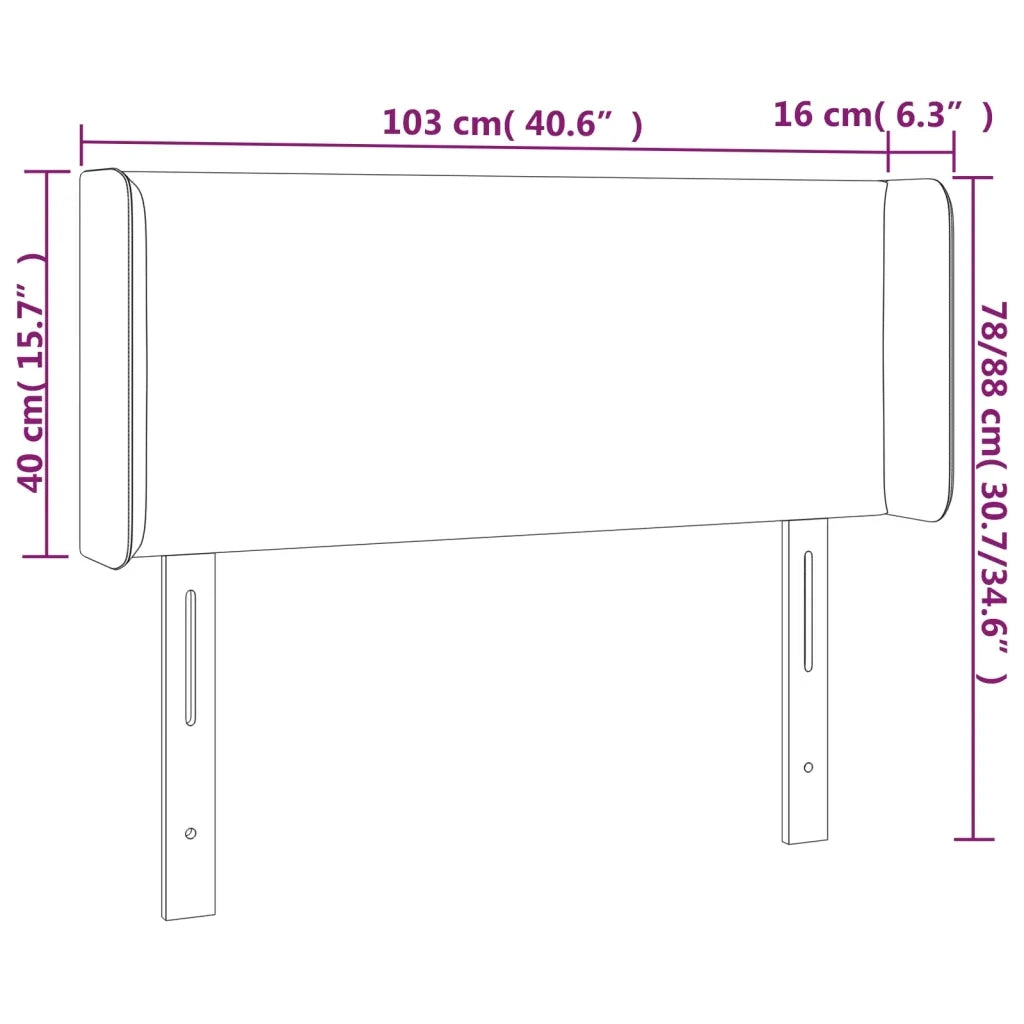 Testiera | Testata a LED Nera 103x16x78/88 cm in Tessuto