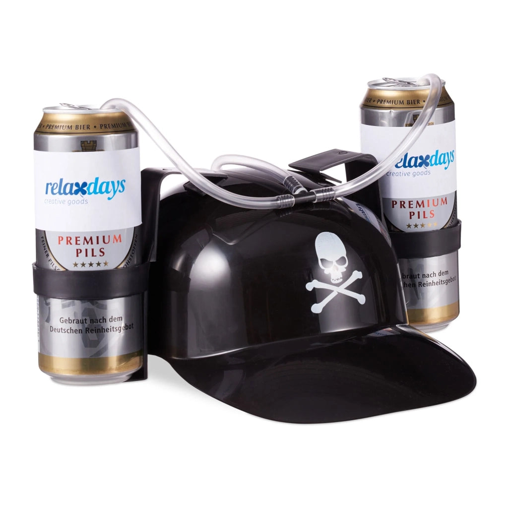 Casco porta bevande per feste 13 x 32 x 28 cm design pirata pratico per lattine in plastica nera 13_0003816