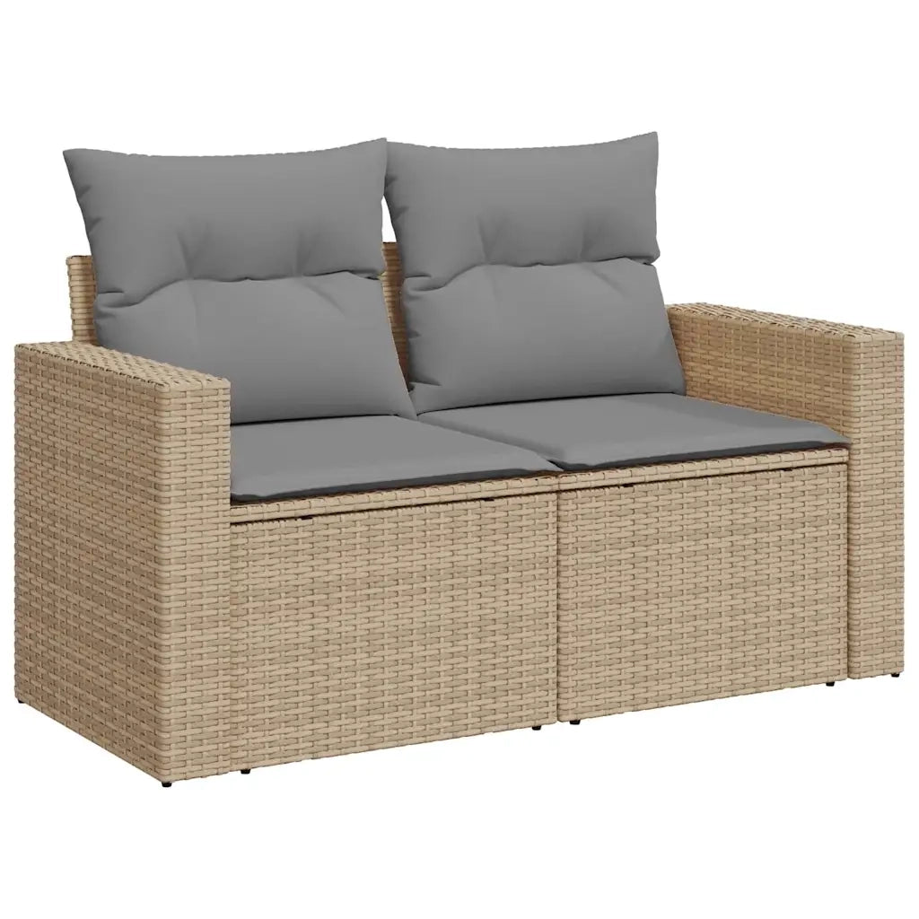 Set Divano da Giardino 6 pz con Cuscini Beige in Polyrattan 3326992