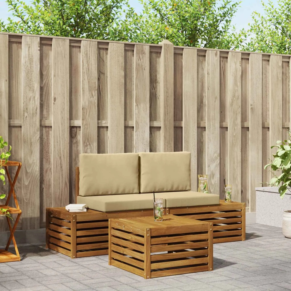 Set di divani da esterno Naturale e Beige 59 x 59 x 37 cm 3375438