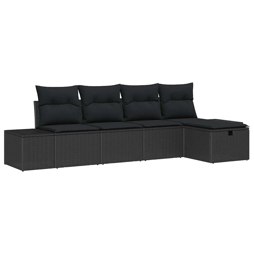 Set Divano da Giardino con cuscino 5 pcs Nero polyrattan 3359362