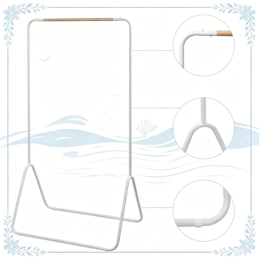 Mobile ingresso con barra appendiabiti per ingresso e balcone; metallo; bianco 80×45×145 cm