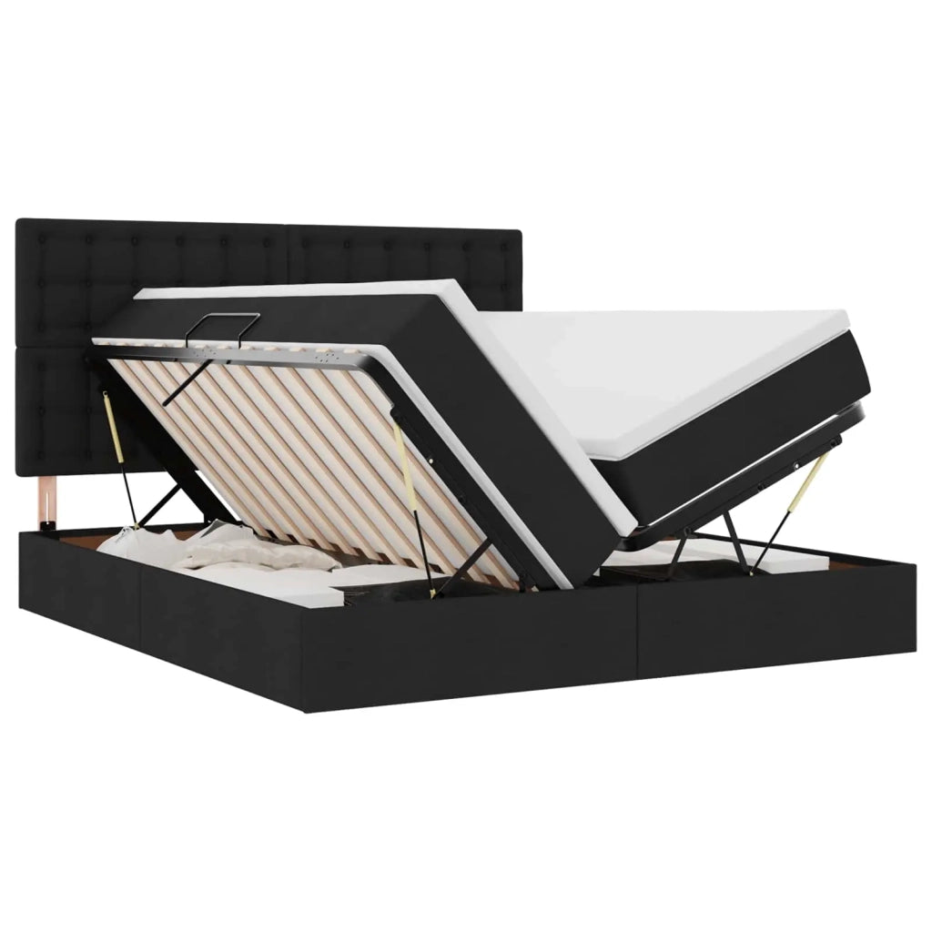 Letto con Contenitore Nero 200 x 200 cm Pelle Sintetica 3372229