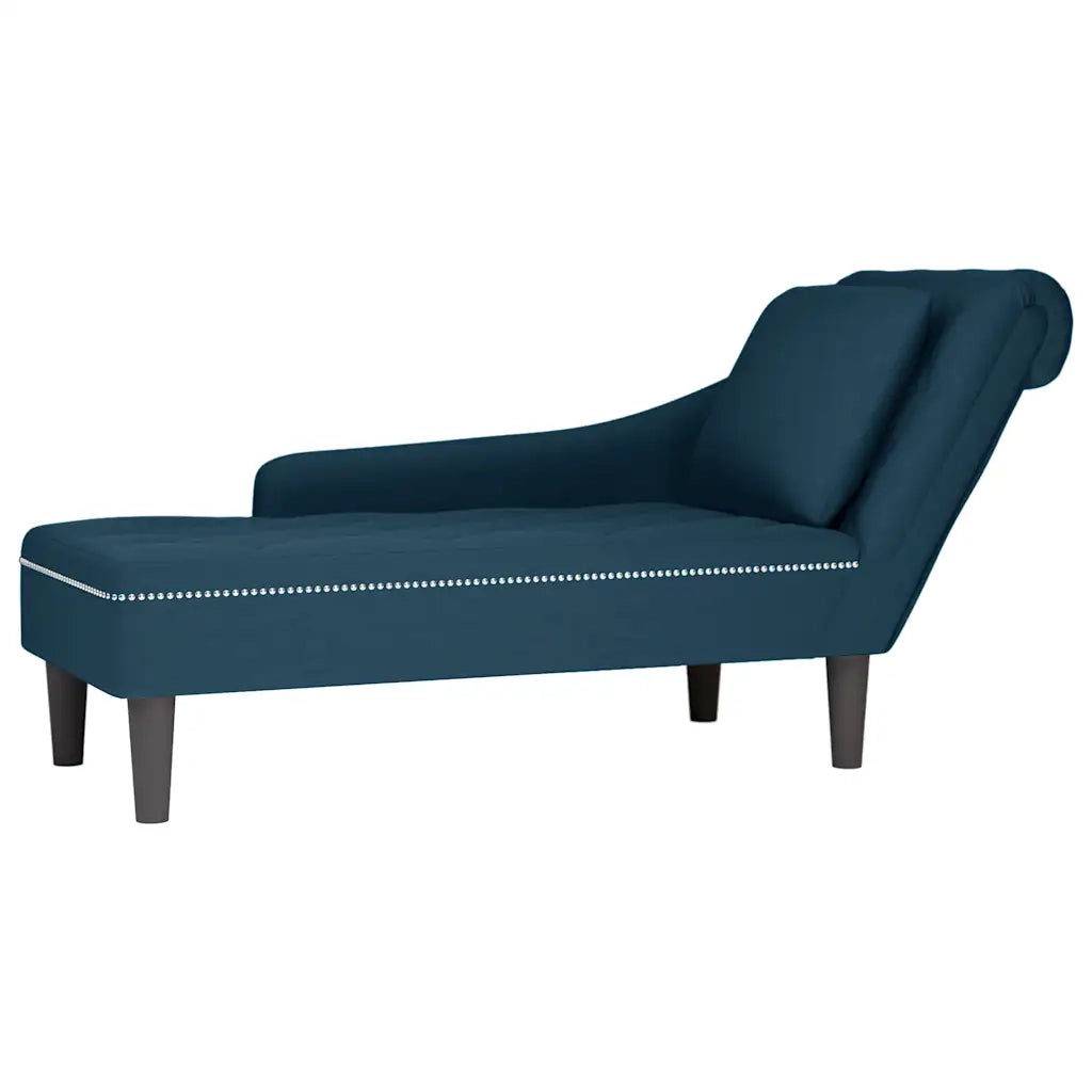 Sdraio con Cuscino e Bracciolo Destro in Velluto Blu 4009771