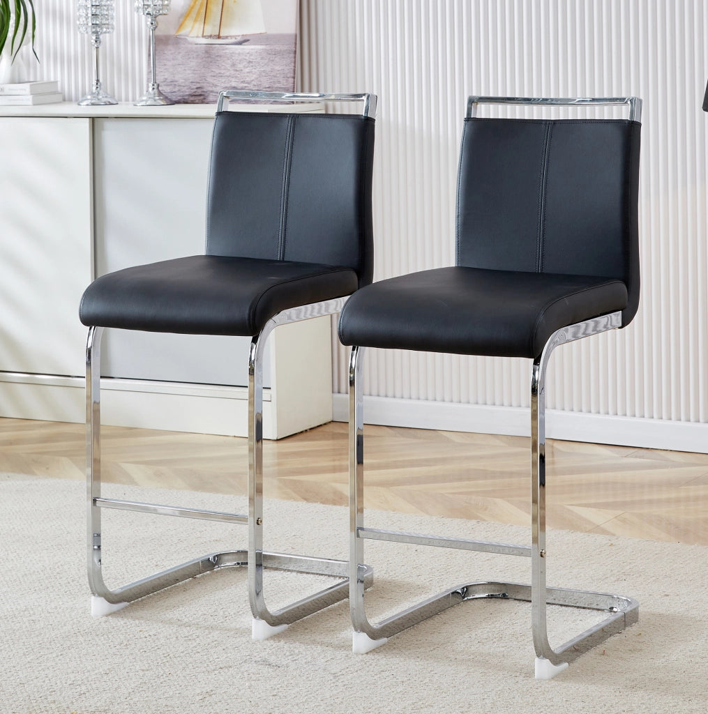 SGABELLO ALTO Set da 2 pezzi 96,5 cm PU Nero e Argento