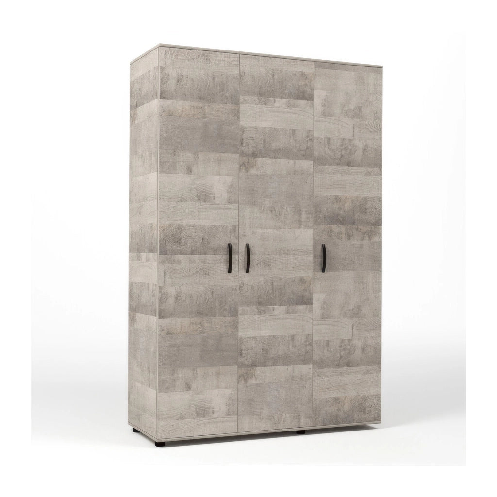 Armadio in Kit Rovere Platino a 3 Ante 120 x 52 x h 205 cm con Asta Appendiabiti