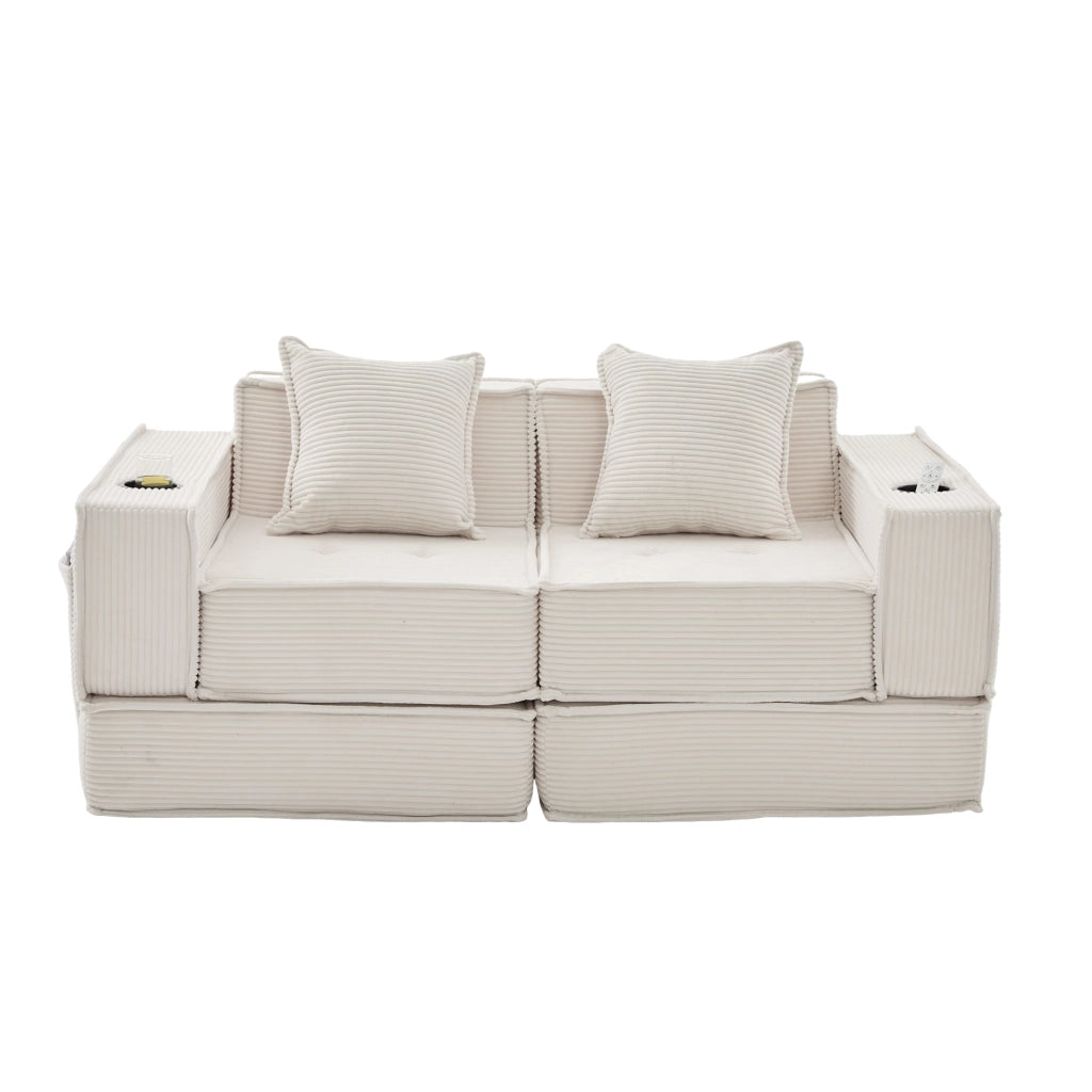 Divano Letto 2 Posti con Poggiapiedi e Cuscini ¨C MINIMAL ¨C Tessuto