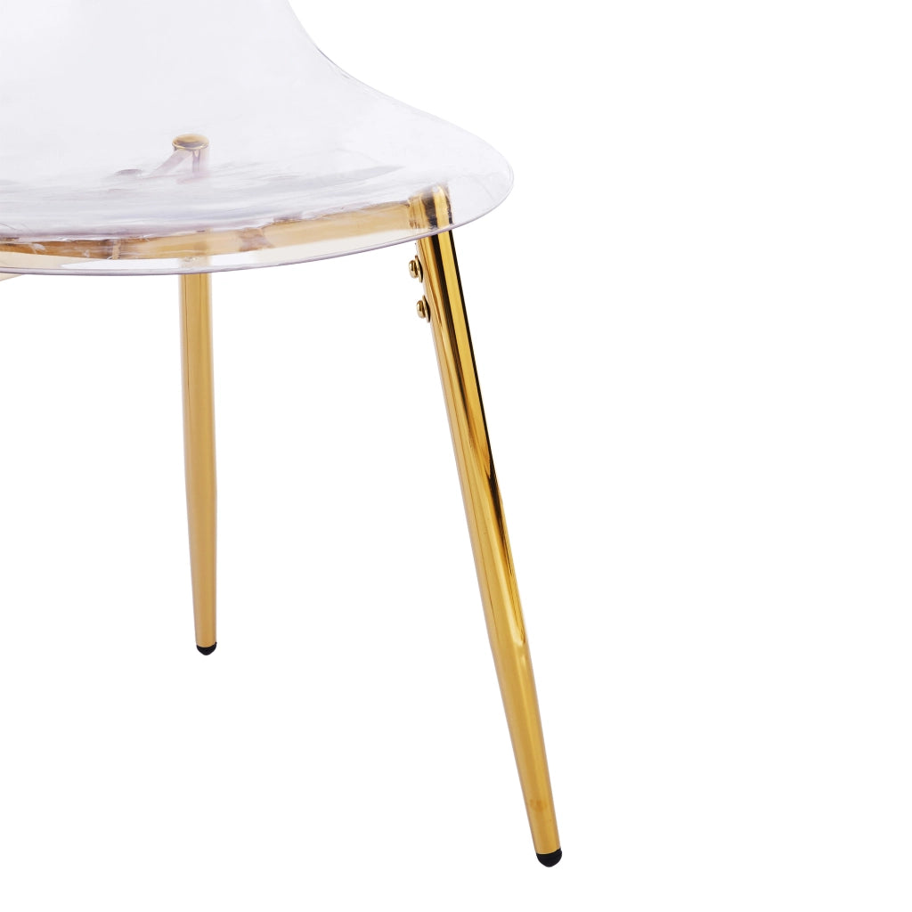 Sedia moderna trasparente con gambe dorate, in ABS e metallo, facile da montare