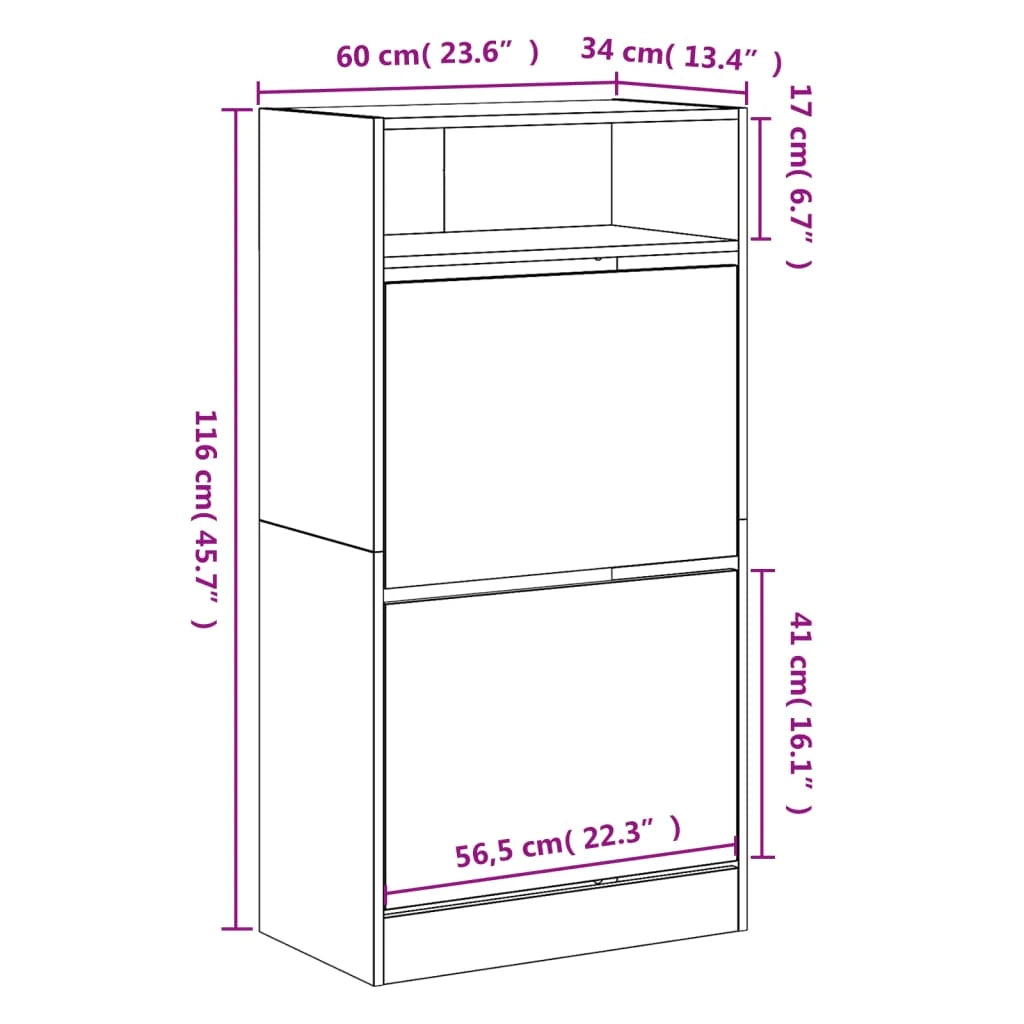 Scarpiera mobiletto portascarpe mobile per ingresso/corridoio/soggiorno legno Sonoma 60 x 34 x 116 cm marrone legno ingegnerizzato 02_0021711