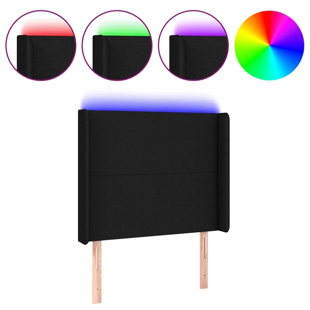 Testiera | Testata a LED Nera 83x16x118/128 cm in Tessuto