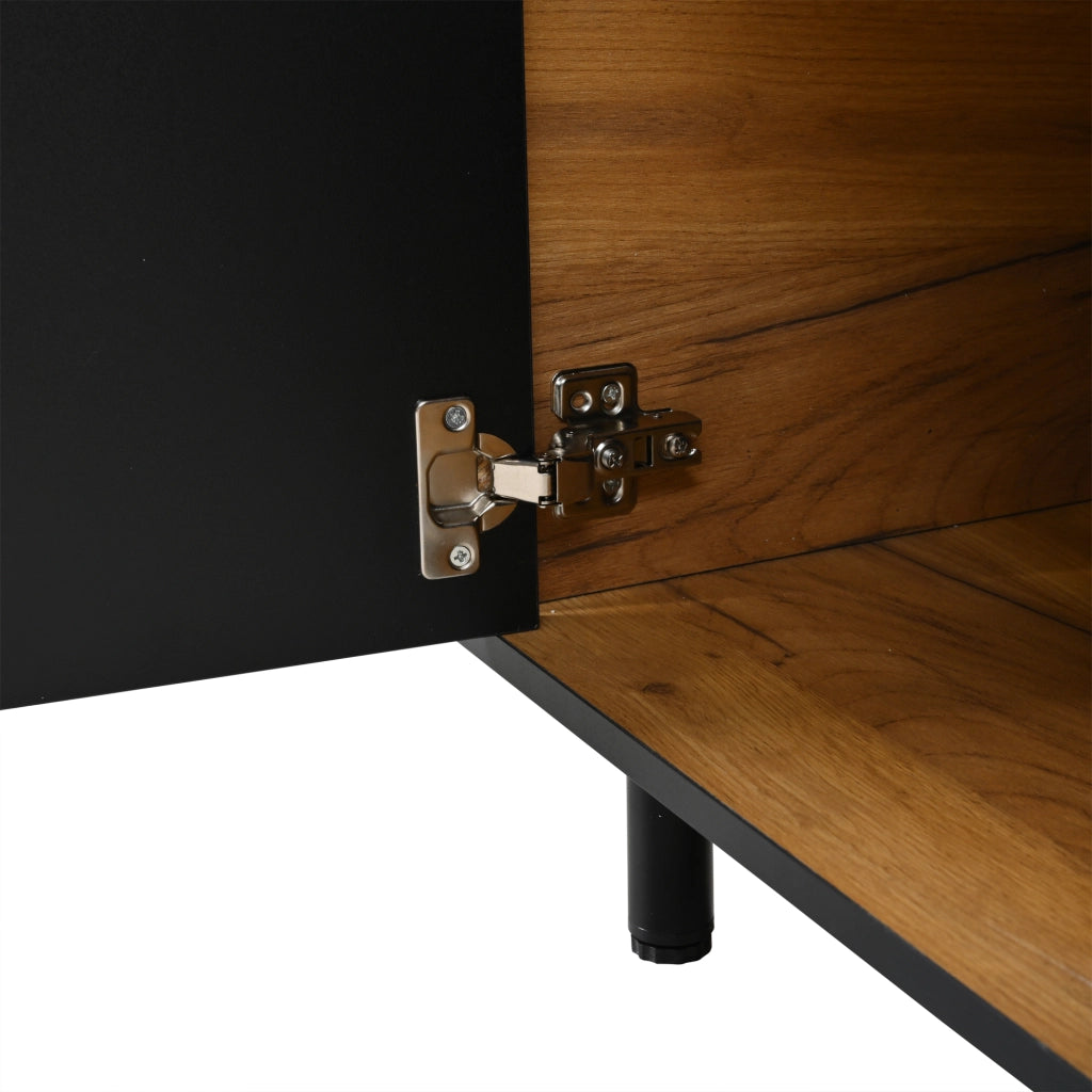 Mobile porta TV da 180 cm nero e effetto legno
