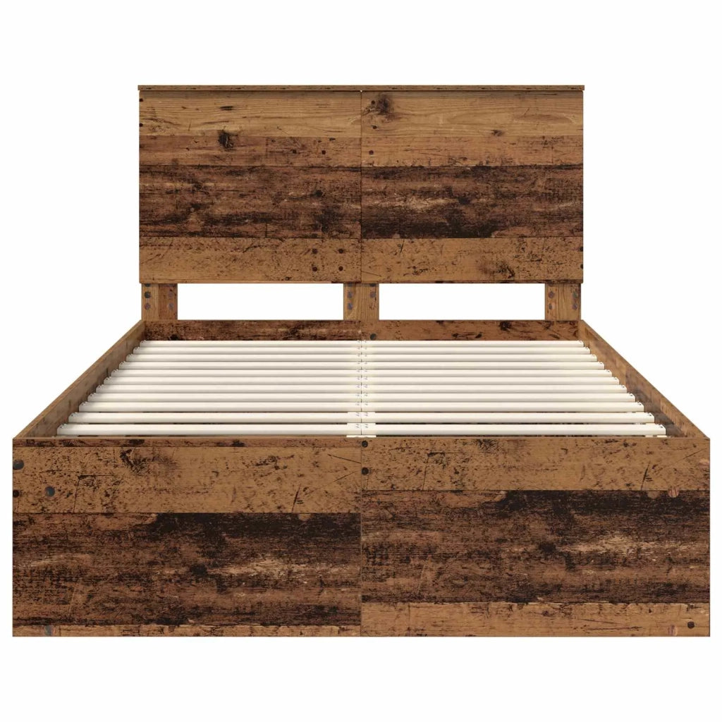 Letto matrimoniale | Letto per adulti | Struttura del letto Legno vecchio 135 x 190 cm Pino massello