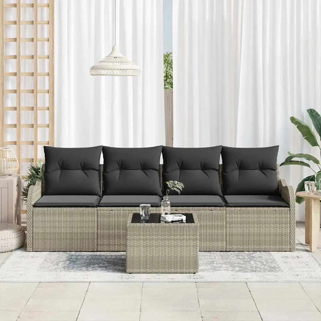 Set Divano da Giardino 5 pcs Grigio chiaro e grigio scuro