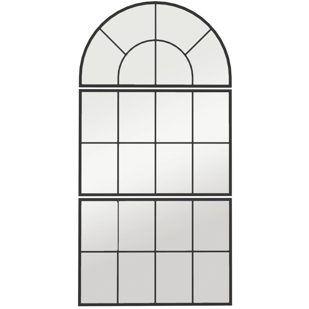 Specchio da parete a tre elementi ad arco con cornice in metallo nero