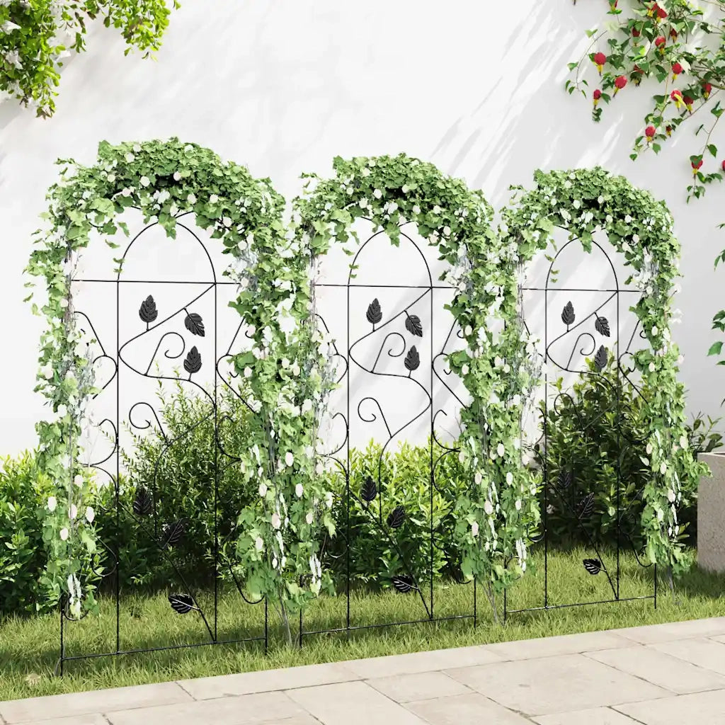 Supporti da Giardino per Piante 3 pz Neri 40x100 cm in Ferro 47099