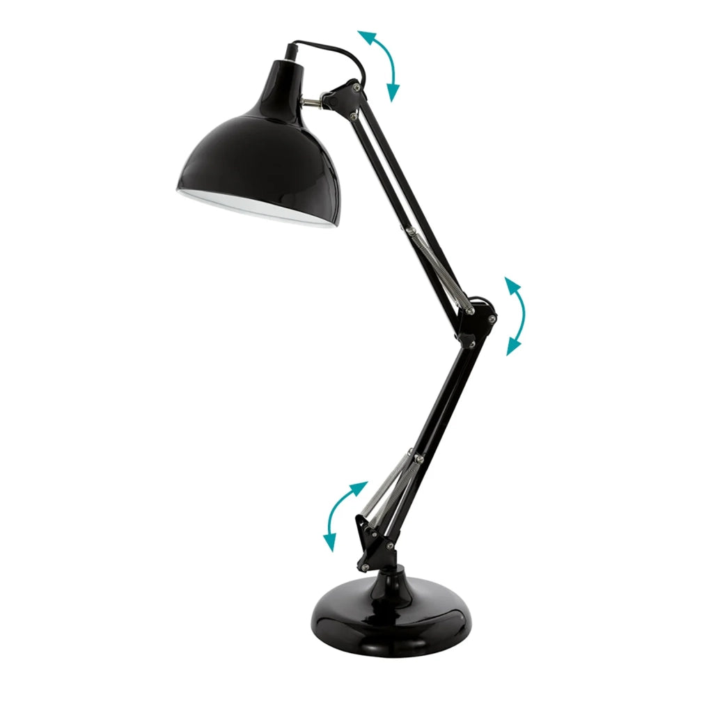 Lampada Da Tavolo Minimal Borgillio Acciaio Nero 1 Luce E27