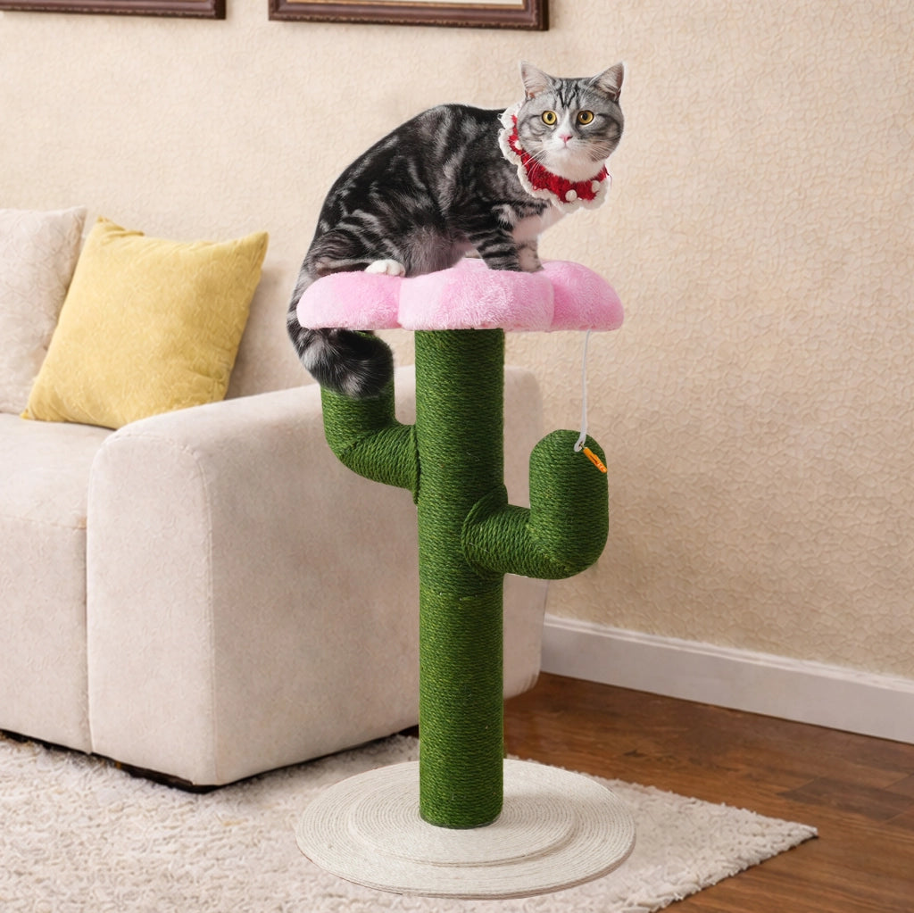 Tiragraffi a cactus verde con pali in sisal da 90 cm