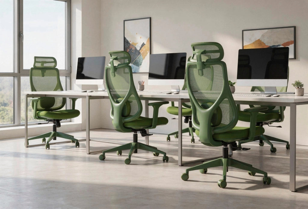 Sedia studio Hispanohogar altezza regolabile in tessuto verde