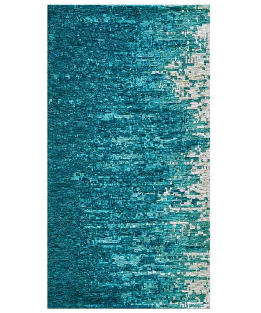Tappeto TAMIGI BLUE JEANS moderno contemporaneo pixel sfumati, passatoia cucina multiuso lavabile antiscivolo cm.55x240