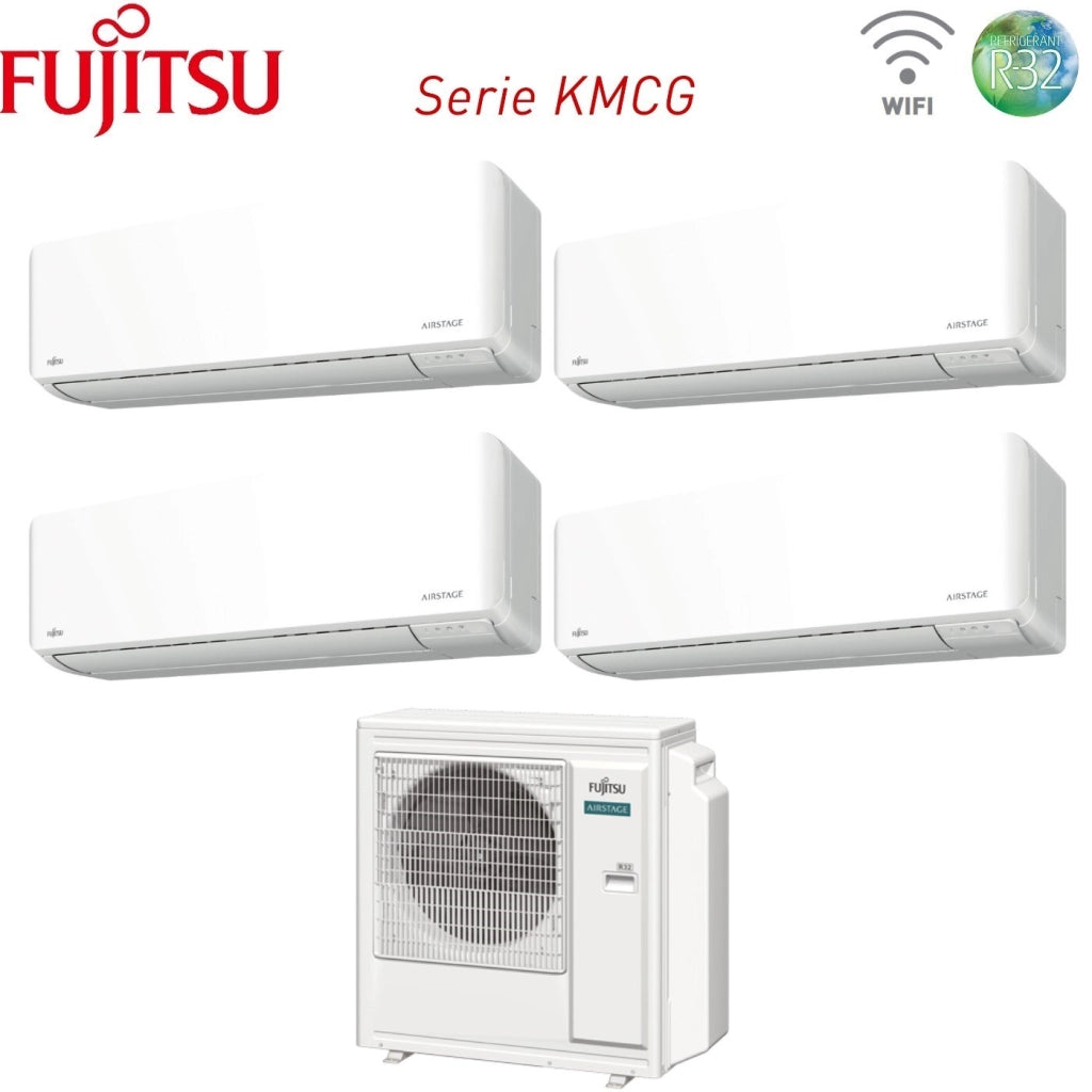 Climatizzatore Condizionatore Fujitsu Quadri Split Inverter serie KM AIRSTAGE 7+7+7+12 con AOEG30KBTA4 R-32 Wi-Fi Integrato 7000+7000+7000+12000