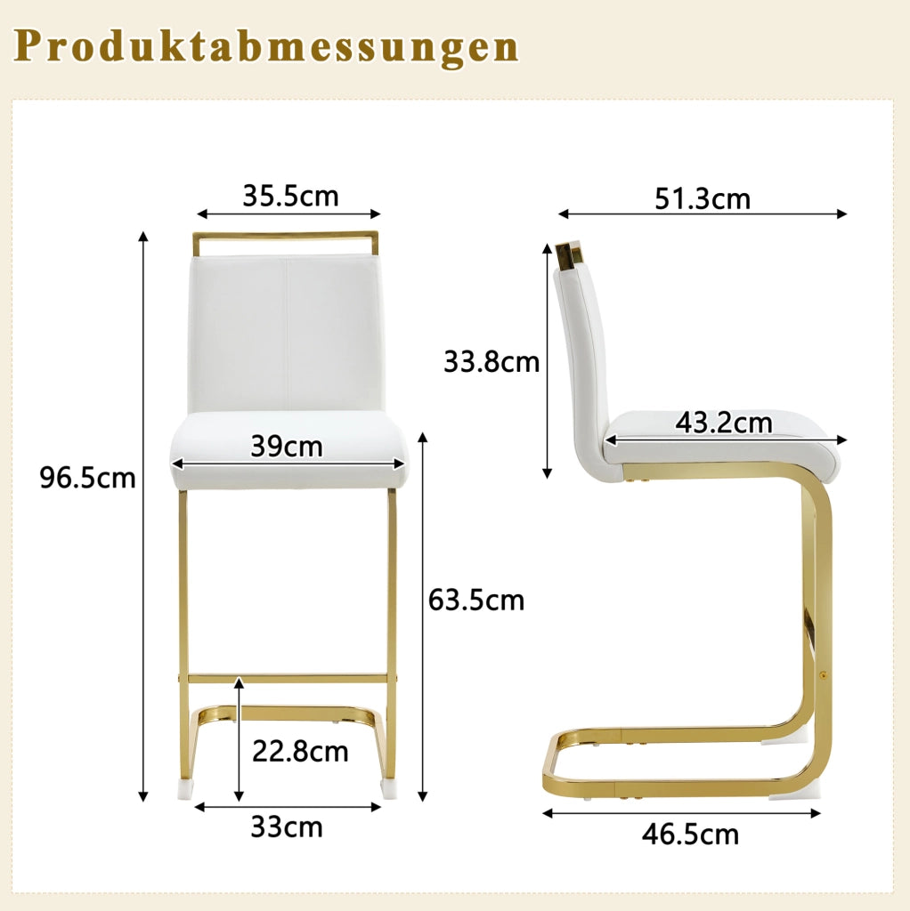 SGABELLO ALTO Set da 2 pezzi 96,5 cm PU bianco e oro