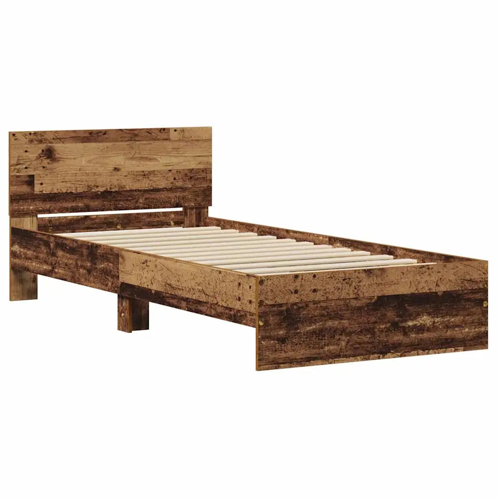 Letto singolo | Letto per adulti | Struttura del letto Legno vecchio 90 x 200 cm Legno multistrato