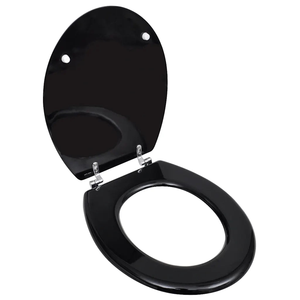 Sedile WC in MDF con Coperchio Design Semplice Nero 140802
