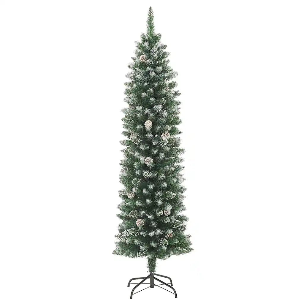 Albero di Natale Artificiale Sottile Verde e Bianco 150 cm 3395280