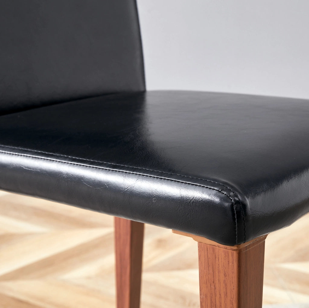 SEDIA da pranzo Set da 4 pezzi 90 cm PU nero gambe effetto noce