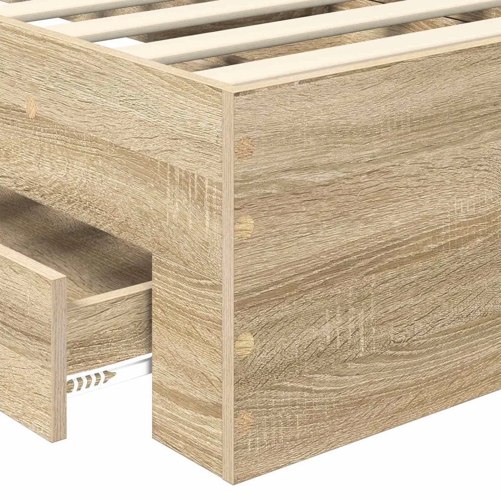 Letto singolo | Letto per adulti | Struttura del letto Rovere Sonoma 75 x 190 cm Legno multistrato