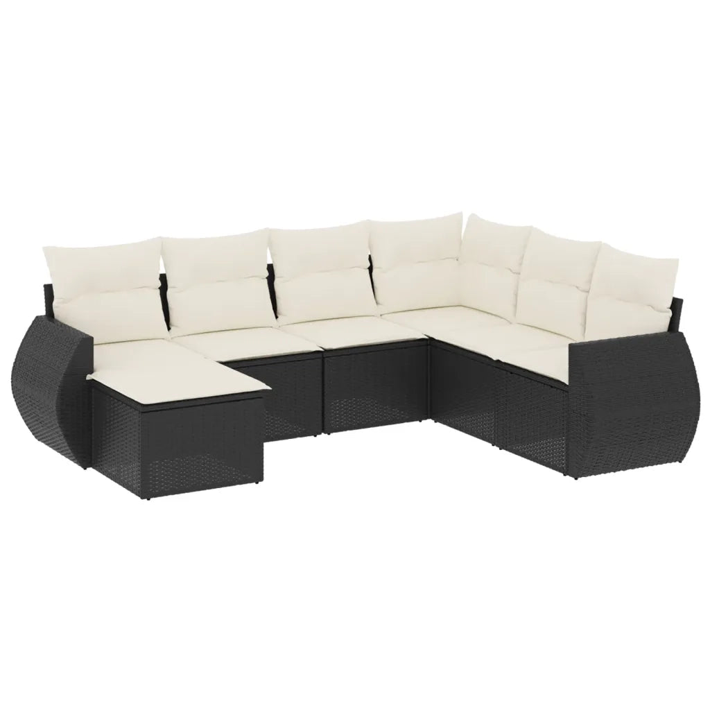 Set Divani da Giardino con Cuscini 7pz Nero Polyrattan 3221695