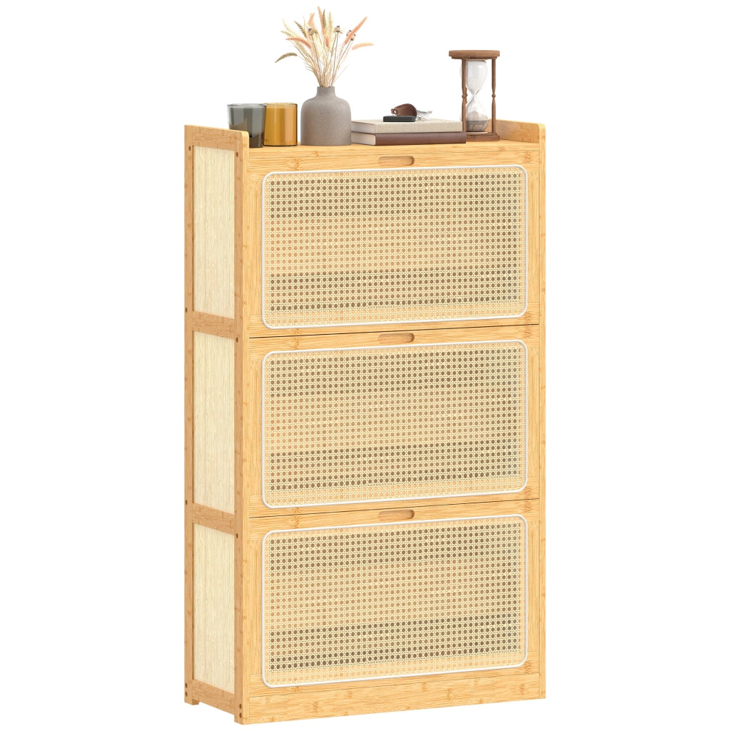 Scarpiera 14 paia 3 ante ribaltabili - Xylo - legno naturale 69x29x119,8cm