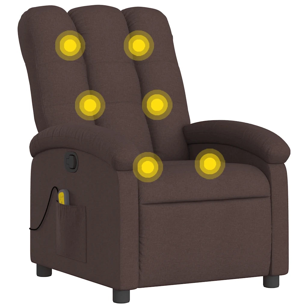 Fauteuil de massage inclinable Marron foncé Tissu