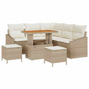 Set Divano da Giardino con cuscino 8 pcs Beige Poly Rattan