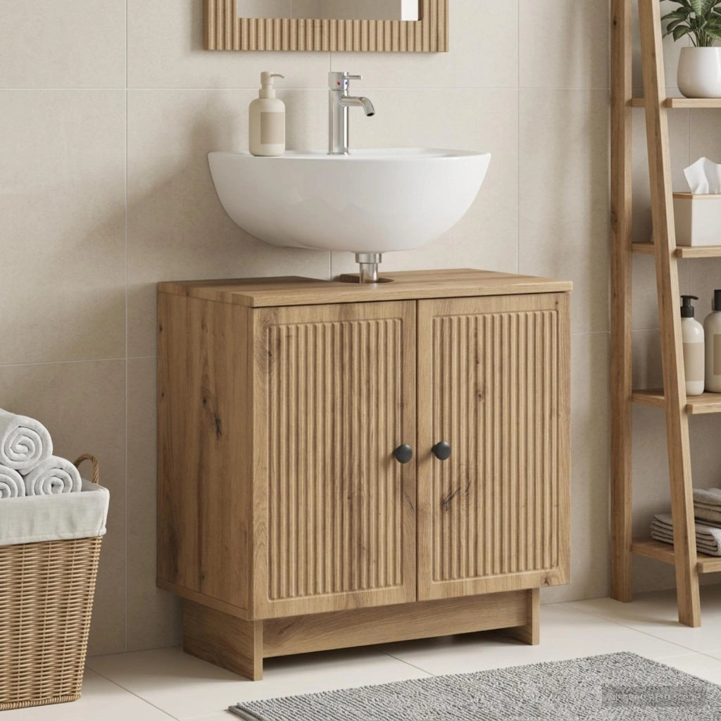 Armadio per Lavabo da Bagno EDE Rovere Artigianale 895914
