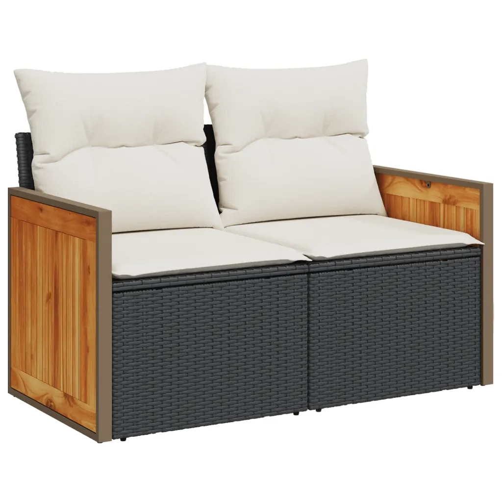 Set Divani da Giardino 13pz con Cuscini Nero in Polyrattan 3228205