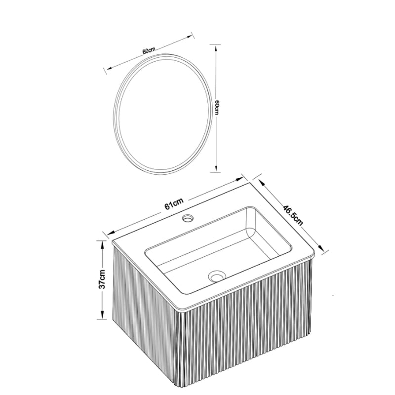 Mobile da bagno con lavabo integrato e specchio LED - per bagno - in MDF - 60 cm - rovere