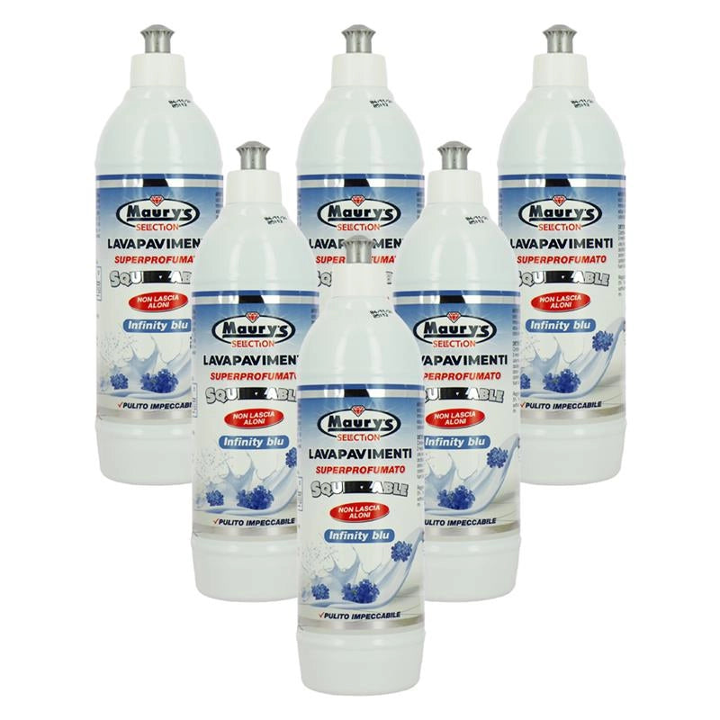 MAURY'S LAVAPAVIMENTI SUPERPROFUMATO SQUEEZABLE 750ML, SET 6PZ INFINITY BLU