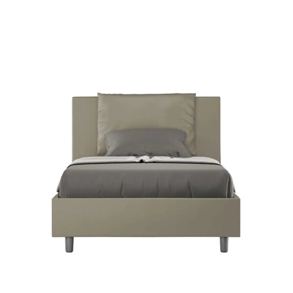 Letto una piazza e mezza senza rete imbottito 120x190 similpelle cappuccino Antea
