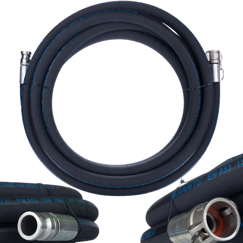 Tubo per Intonacatrice DN25 15M – Alta Resistenza, Pressione Max 40 Bar | Camlock Idraulico | Uso per Intonaci Macchine