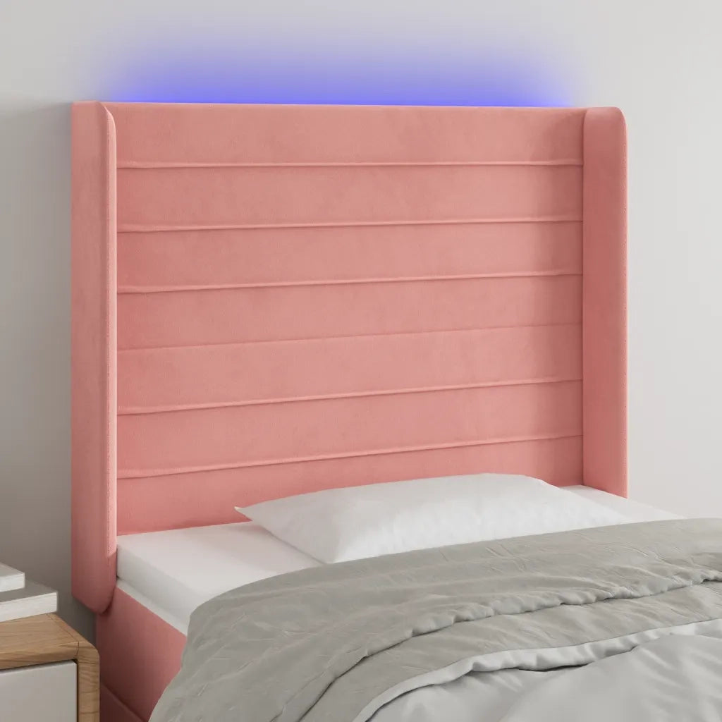 Testiera | Testata a LED Nera 93x16x118/128 cm in Velluto