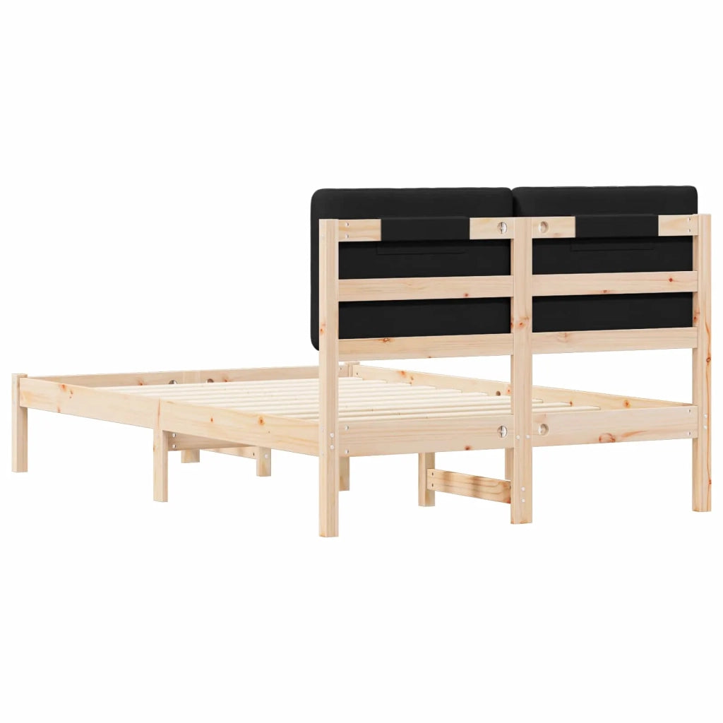 Letto con Testiera Rivestita-Struttura Letto con Testiera Nero 120 x 190 cm Pino massello 827313