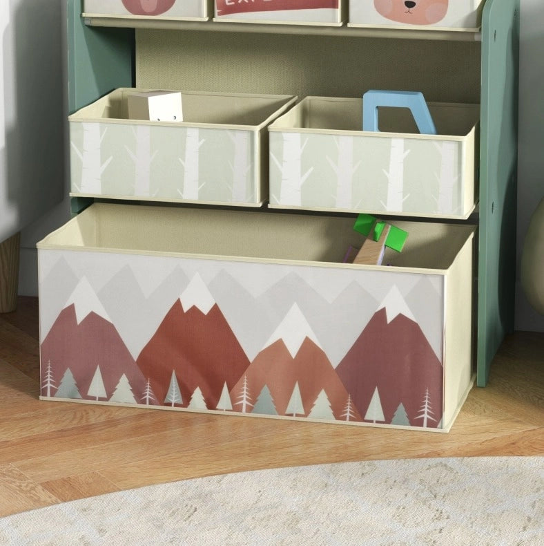 LIBRERIA per bambini 63x30x66 cm Verde in legno con 6 scomparti