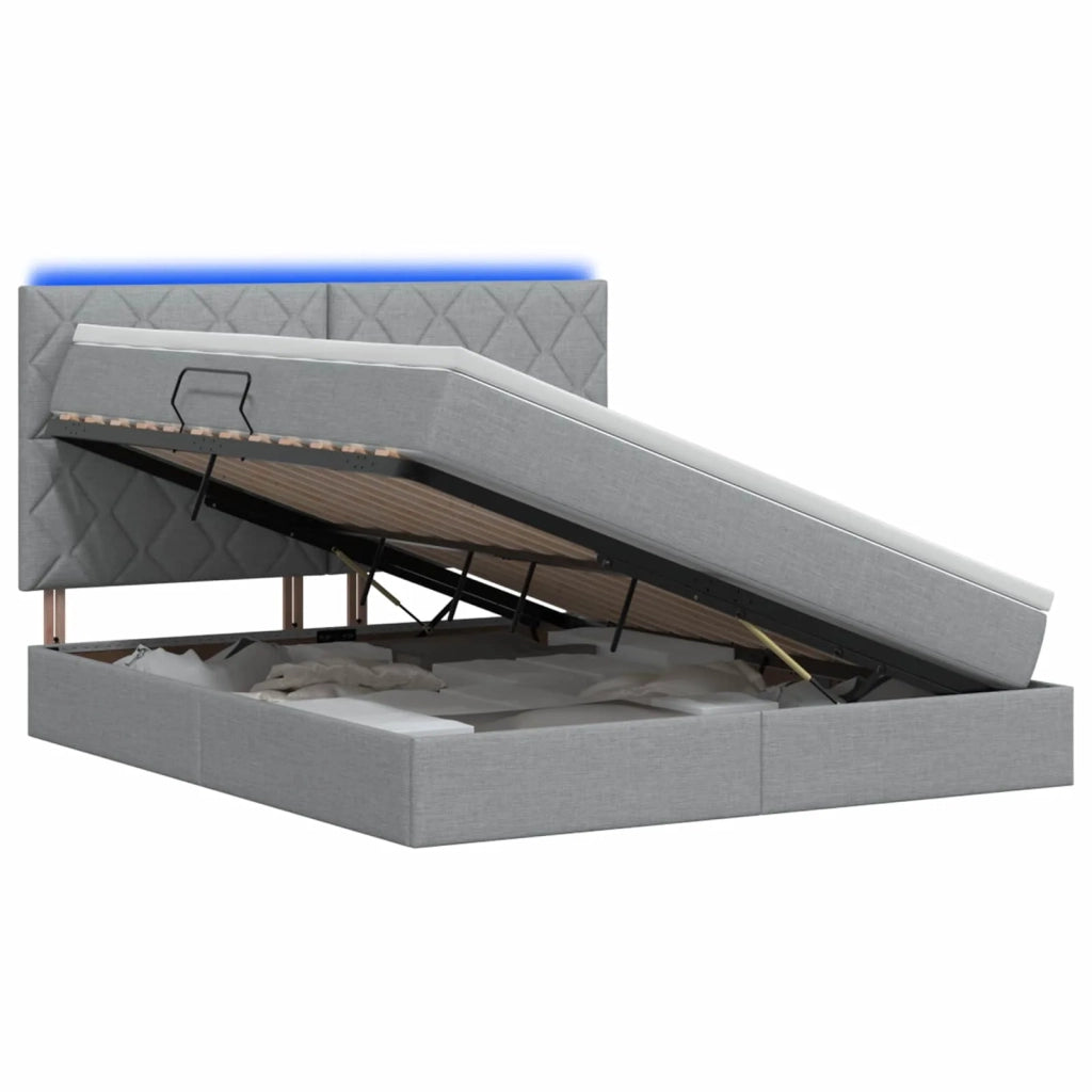 Letto con contenitore LED e materasso Grigio Chiaro 3460017