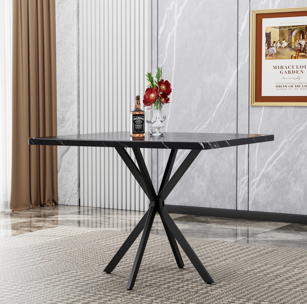 Tavolo da pranzo quadrato nero in MDF e metallo